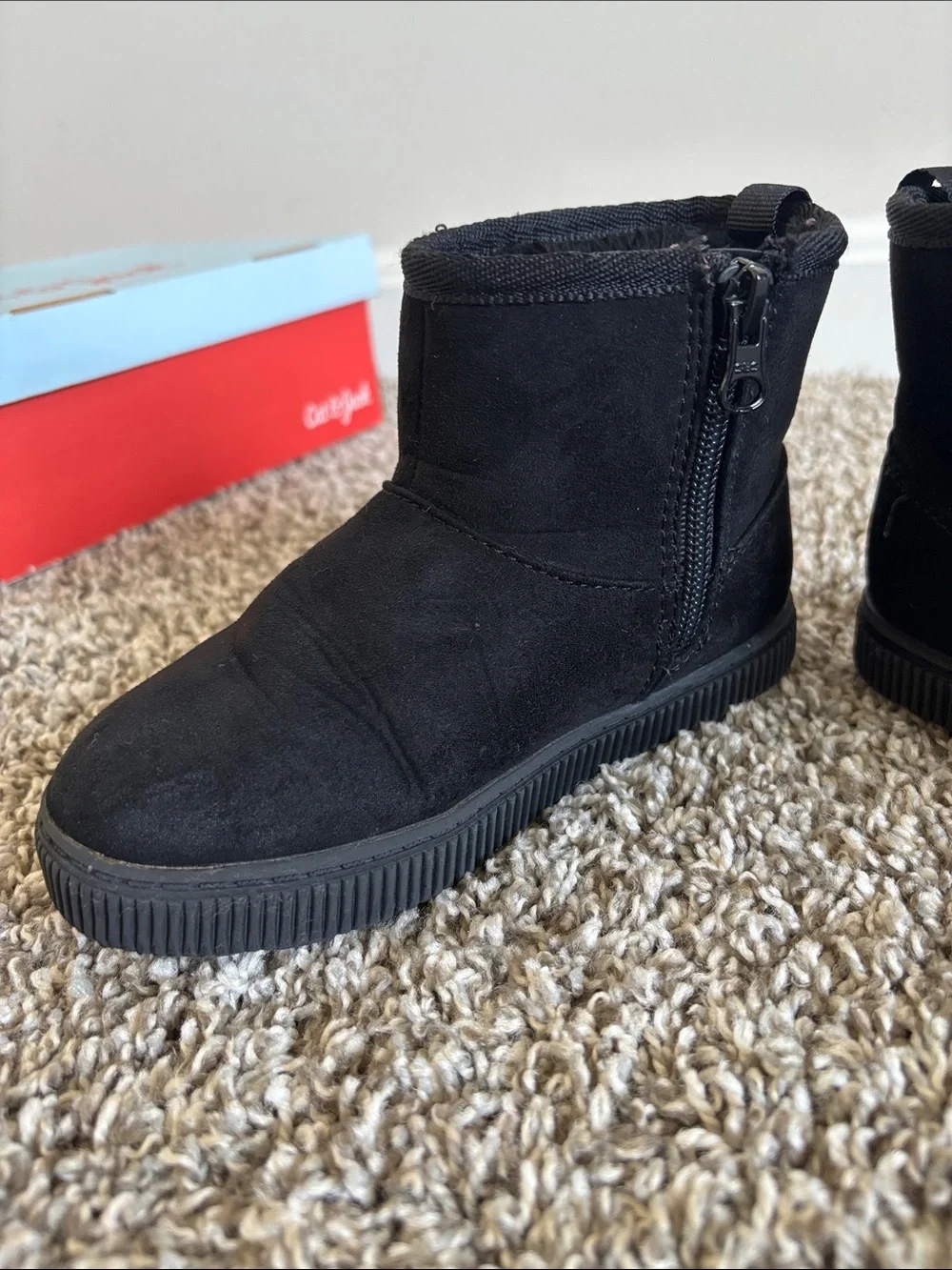 Cat & Jack Black Kids Zip Ankle Boots